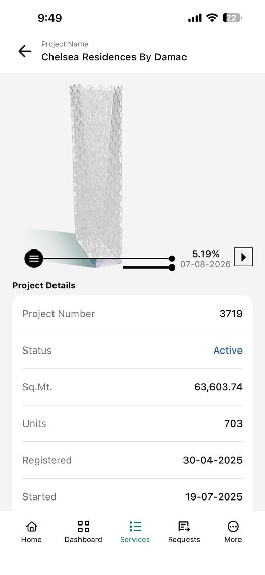 Estado de avance de obra de un proyecto en Dubái